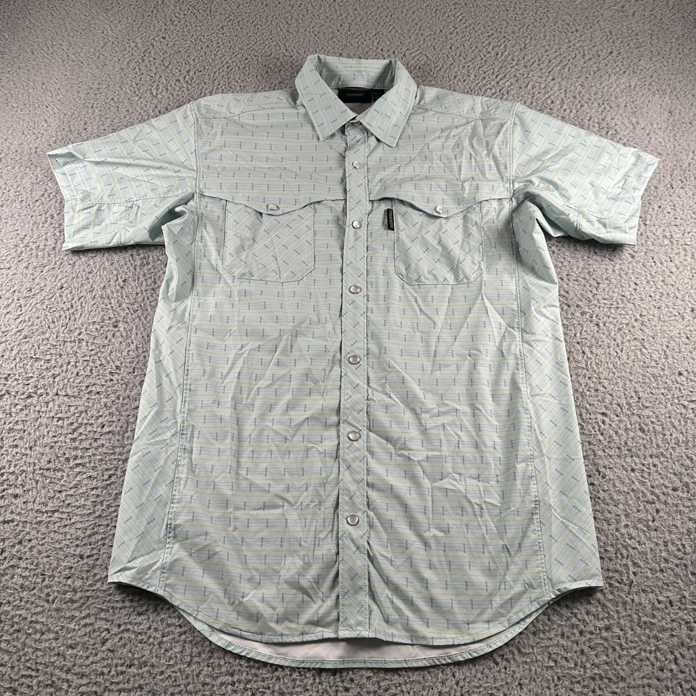 Truewerk Cloud Shirt Mens M Blue Short Sleeve Snap Button Workwear Casual